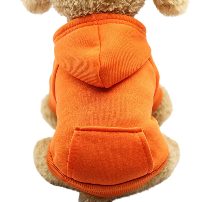 Dog Hoodie with Pocket Pet Warm Sweater for Winter Small Medium Dogs Puppy Coat XX-Large Orange - BeesActive Australia