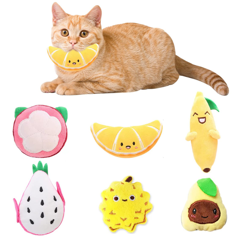 6 Pack Fruit Catnip Toys Chew Bite Resistant Toys Kitten Supplies Interactive Catnip Toys for Indoor Cats Fruit Cat Toy Gift for Cat Lovers Dental Health Chew Toy Plush Catmint Pet Presents Set of 6 - BeesActive Australia