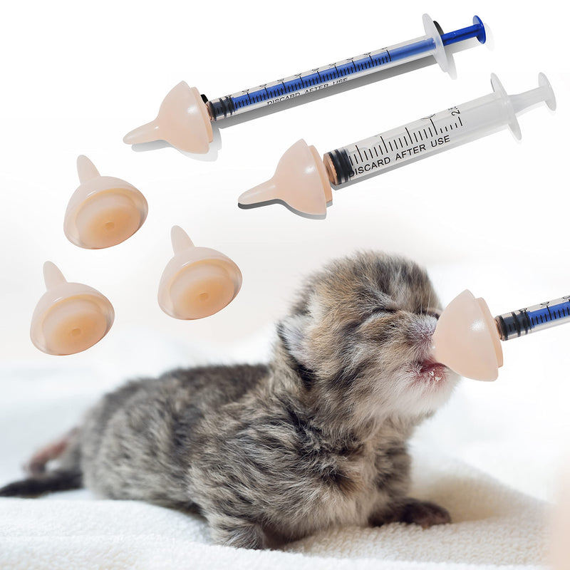 Bubble milk bowl Silicone Feeding Nipple and Syringes for Newborn Kittens, Puppies, Rabbits, Small Animals Dongdong pet S ( 5 pcs) Pink - BeesActive Australia