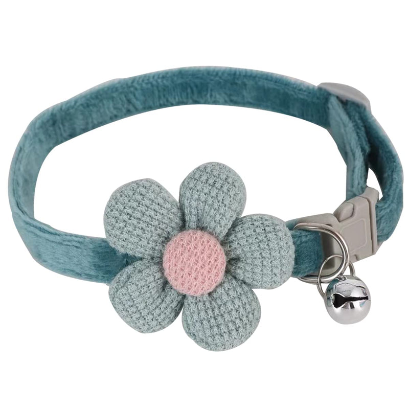 Cat Collar with Flower, Puppy Cat Collar with Bell, Adjustable Kitty Collars for Puppy Kitten Gray green - BeesActive Australia