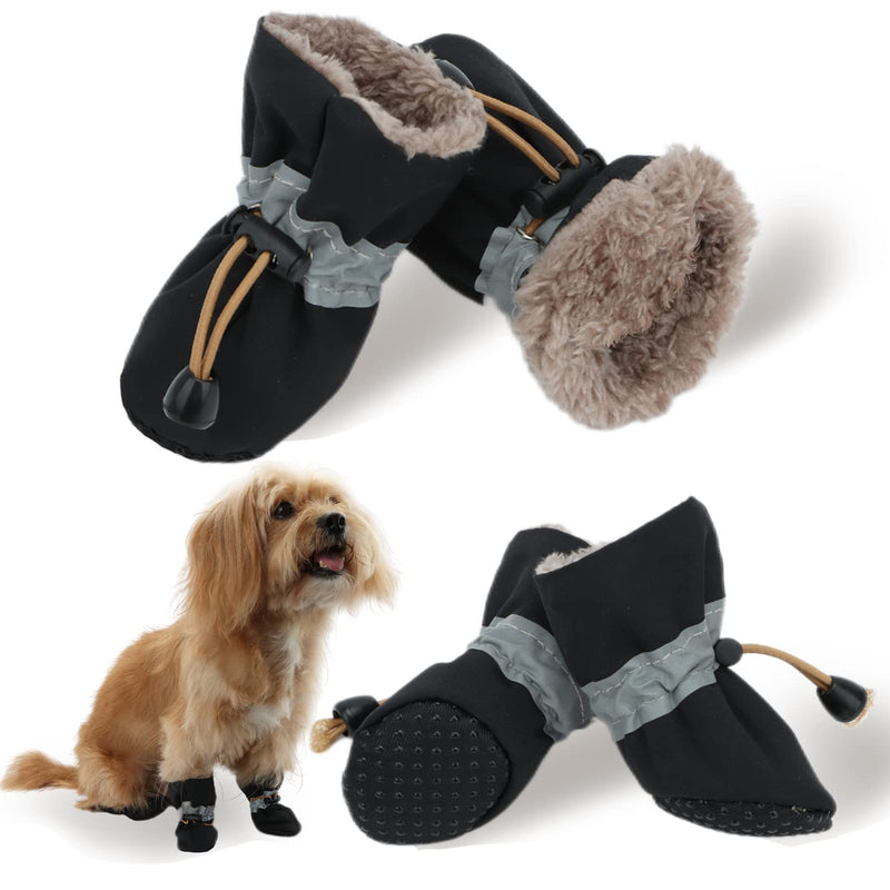 LUZGAT Dog Warm Shoes Dog Boots Paw Protector for Winter Small Medium Dog with Anti-Slip Sole and Plush Pack of 4 Black Size 7 - BeesActive Australia