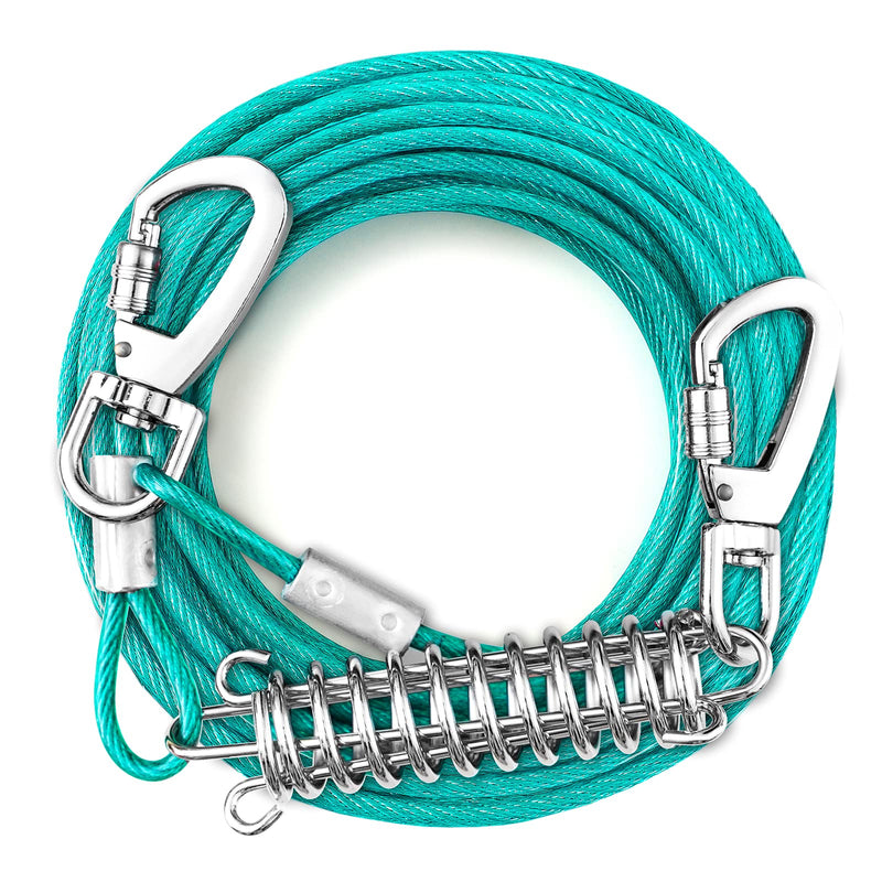 Tie Out Cable for Dogs Outside,30/50FT Chew Proof Dog Runner for Yard,Heavy Duty Dog Tie Out Cable for Dogs Up to 125/250/350lbs,Durable Dog Leads for Yard or Camping Camping 50 Foot Ice Blue for 125lbs - BeesActive Australia