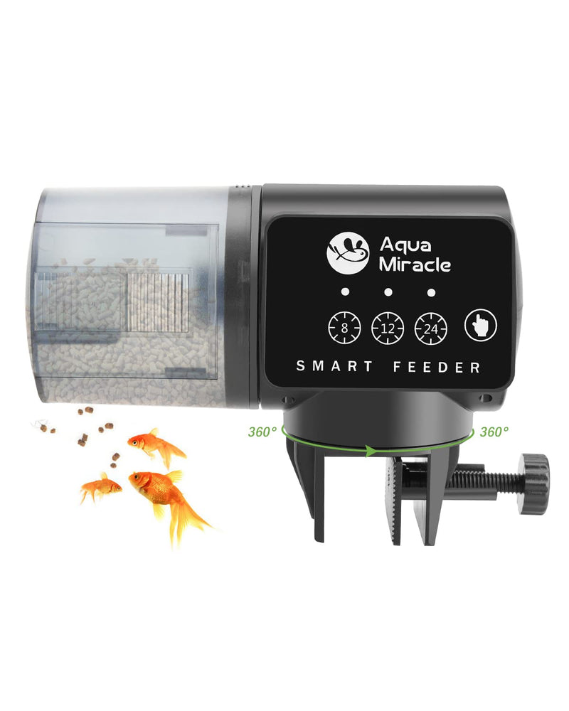 AquaMiracle Automatic Fish Feeder for Aquarium,Fish Feeder Automatic Dispenser with Timer Fish Food Timer Fish Food Vacation Feeder Auto Fish Feeder,for Granule Flakes Pallets Strips,Volume Adjustable - BeesActive Australia