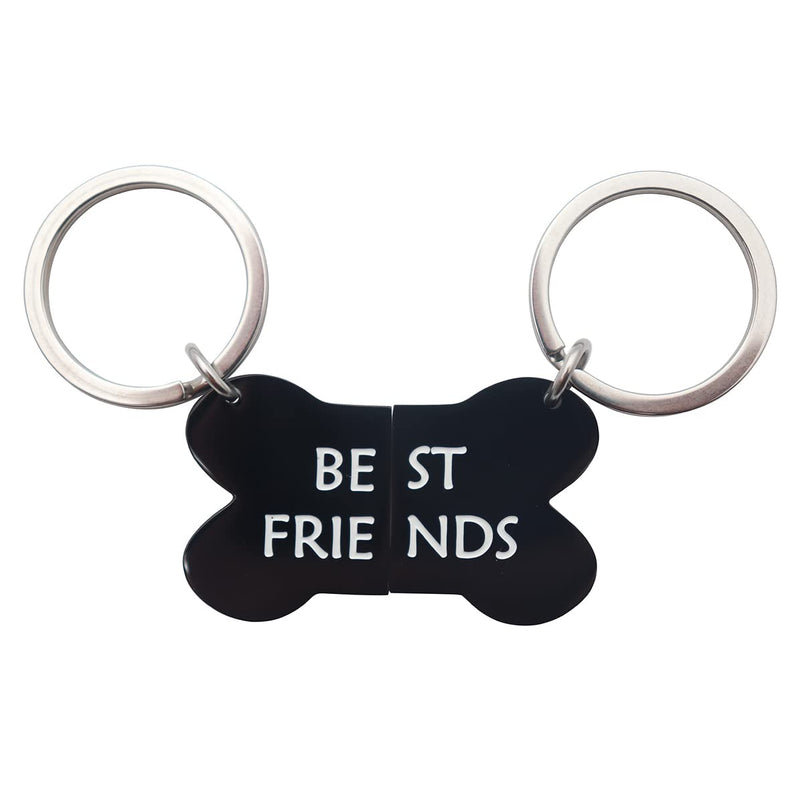 Eilygen Best Friends Bone Dog Tag Keychain Set Dog Friends Collar Tag Puppy Owner Lover Gifts Dog Gifts Best Friends Black - BeesActive Australia