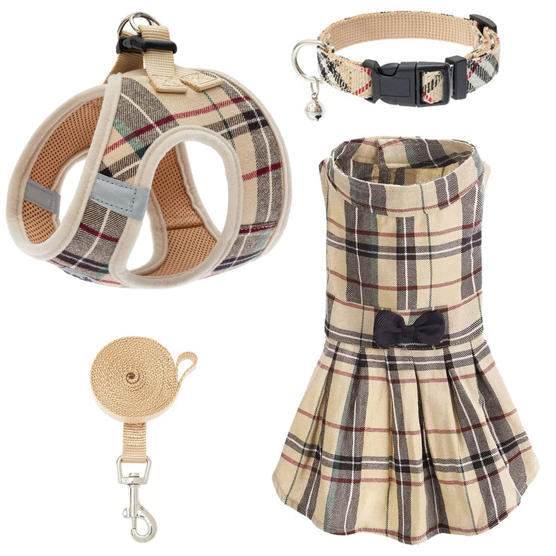 PUPTECK Adjustable Pet Harness Collar Leash with Dress for Small Dogs Puppy and Cats - BeesActive Australia