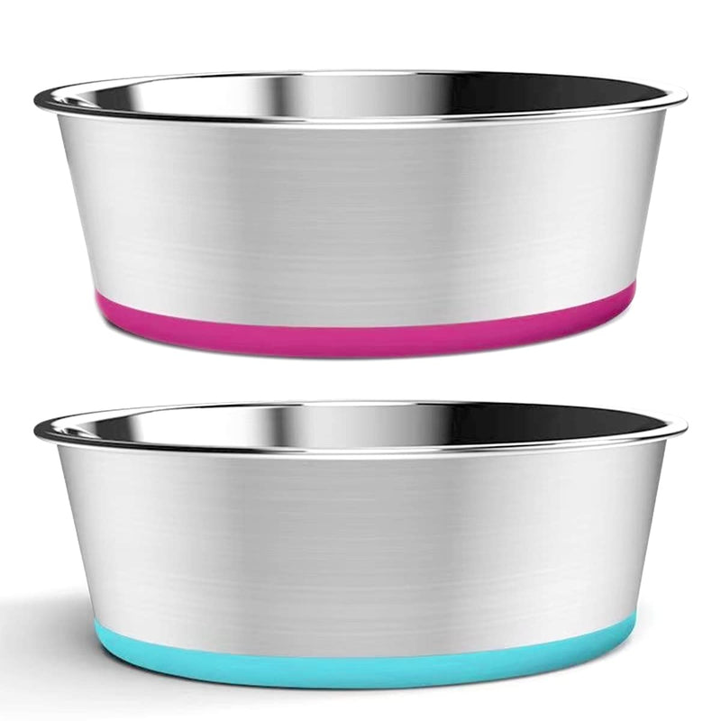 WEDAWN Stainless Steel Dog Bowls,Nonslip Rubber Bottom Dog Dishes, Deep Stainless Steel Cat Bowl Water and Food with Non- Skid Rubber Base for Small/Medium/Large Dogs, Cats 4 Cup for Small Pet - BeesActive Australia