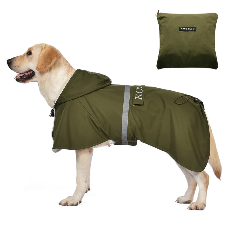 KOOGAL Pet Large Dog Raincoat Apparel Poncho Waterproof for Medium Large Sized for Dog Raincoat Clothes Jacket 4XL Green - BeesActive Australia