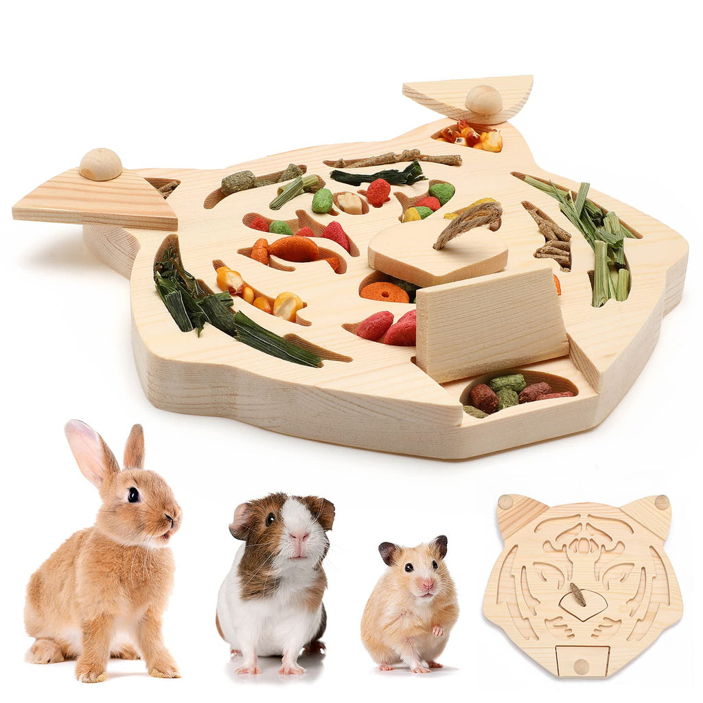 Sieral Wooden Enrichment Foraging Toy for Small Pet 7.7''x 7.1'' Interactive Hide Treats Puzzle Rabbit Toys Small Animal Toys Mental Stimulation Toys for Guinea Pig Hamster Bunny Rat Chinchilla - BeesActive Australia