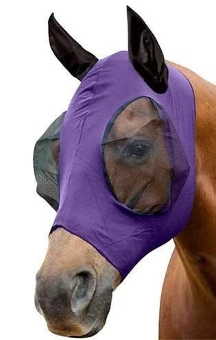 Breathable Horse Fly Mask with Ear, UV Protection Purple - BeesActive Australia