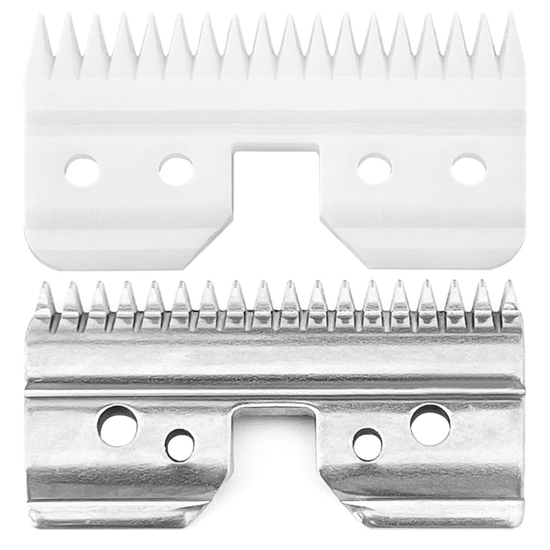 18 Teeth Ceramic and Steel Clipper Blades for Oster Fast Feed, A5 Dog Grooming Clipper, Replacement Ceramic Blades Compatible with Andis Detachable Blade Parts, Wahl KM Series Cutter - BeesActive Australia