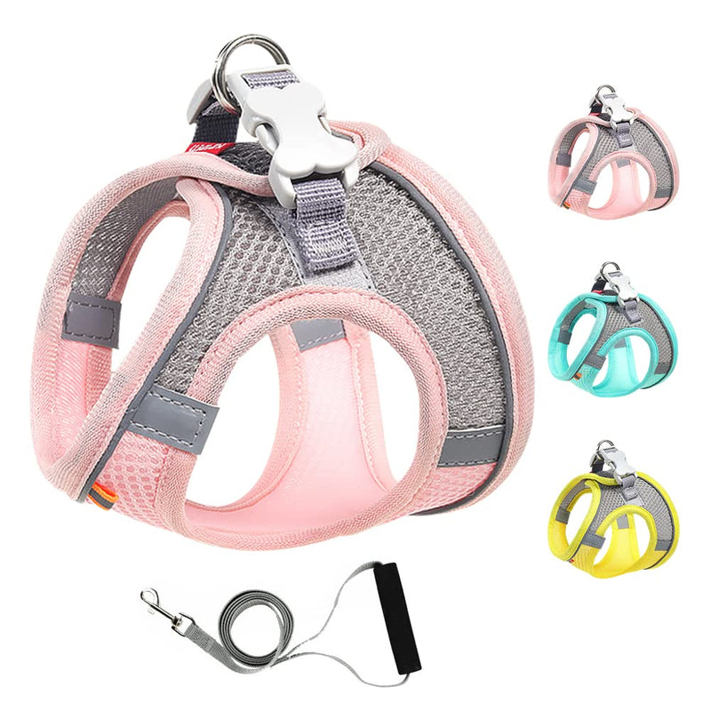 Mitili Dog Harness with Leash Set, No Pull Dogs Vest Harnesses Step-in Air Reflective Adjustable Breathable Mesh Cat Harness fit Small Medium Puppy Pet Cats (M(Chest:13-16"), Fresh Pink) - BeesActive Australia