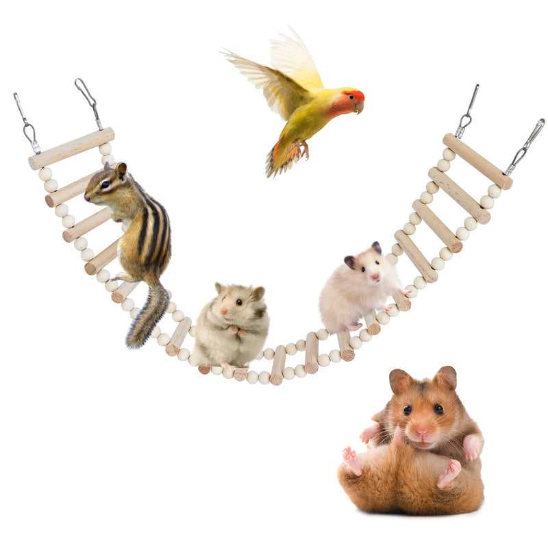 Rats Ladder Bridge Toy, Natural Wooden Bird Ladder Bridge Toy, Hamster Rats Climbing Toys, Cage Accessories for Bird Parrot Hamster Cockatiel Sugar Gliders (18 Ladders)(25.98x3.14 Inches) - BeesActive Australia