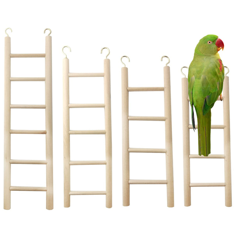 GXXMEI 4PCS Bird Toys Wooden Ladder, 4 Sizes Parakeet Toys Wood Ladder, Natural Wooden Step Ladder Bird Ladder, Bird Climbing Toys Bird Toys for Parakeets, Parrots, Cockatoo and Lovebirds - BeesActive Australia