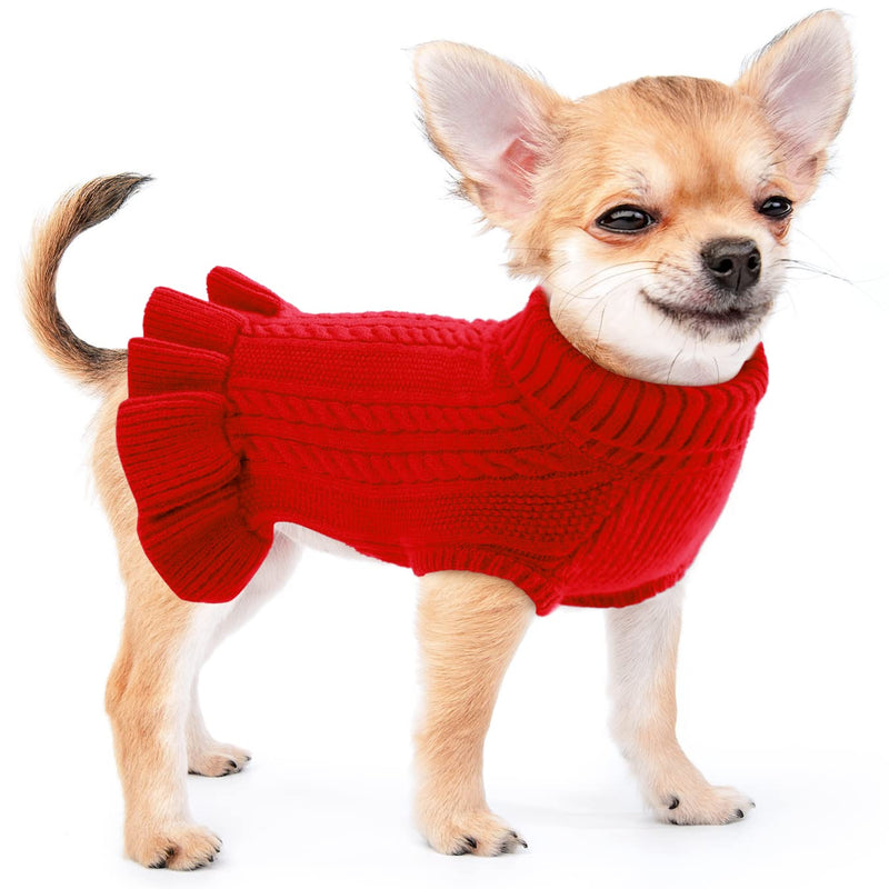 ALAGIRLS Classic Dog Sweater Winter Puppy Clothes,Soft Knit Turtleneck Warm Cat Sweater Kitten Coats,Cute Christmas Holiday Pet Apparel（XS-XXL Medium Red - BeesActive Australia