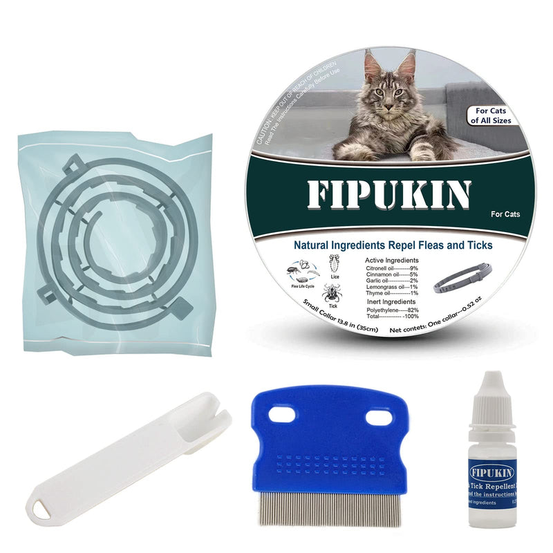Fipukin Flea and Tick Collar for Cats, Natural and Safe Flea and Tick Collar for Cats, Waterproof, One Size Fits All, Free Comb and Tick Removal Tool, Charity! 1-Pack - BeesActive Australia