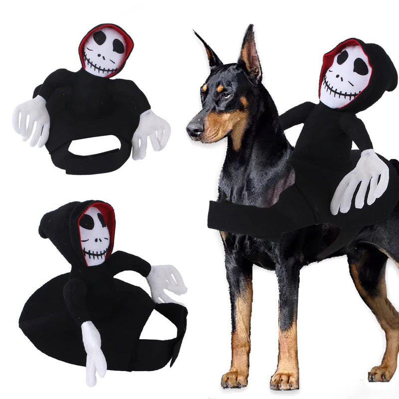 Ghost Dog Costume Halloween Pet Ghost Saddle Costume, Adjustable Halloween Grim Reaper Rider Style Dog Carrying Costume, Ghost Rider Pet Costume for Small Medium Large Dogs - BeesActive Australia