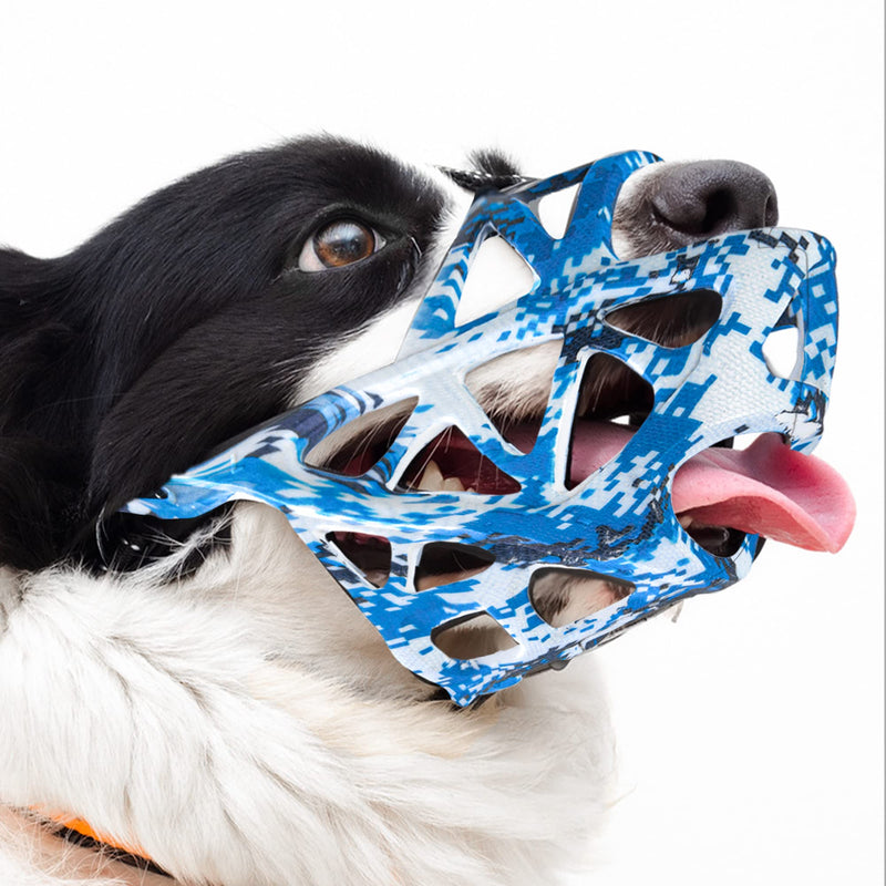Dog Muzzle，Printed Soft Elastic Dog Muzzles to Prevent Biting Chewing, Breathable Humane Basket Muzzle for Dogs L（3.54"x 10.23") - BeesActive Australia