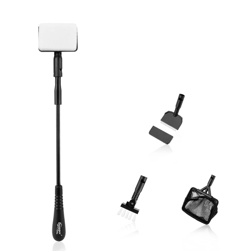 hygger Small Fish Tank Cleaner, Aquarium Cleaning Tools Kit with Telescopic Handle, Seaweed Scraper, Fishing Net, Sponge Brush,Wall Brush (S) S - BeesActive Australia