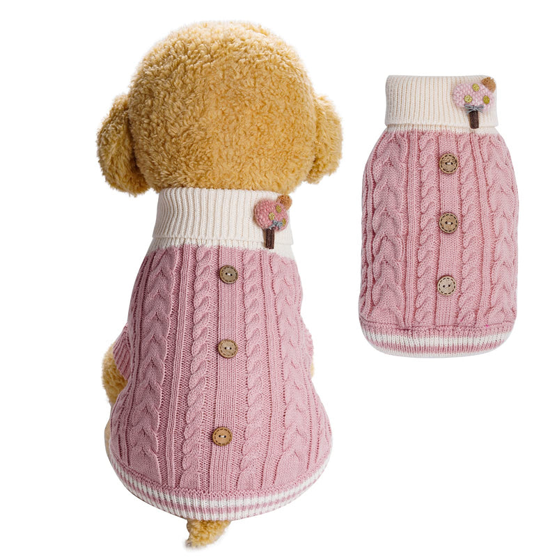 Topbuti Dog Sweater Turtleneck Knitwear Doggie Pullover Sweater Doggy Winter Coat Warm Pet Clothes Puppy Holiday Clothing Buttons Knitted Outfits for Small Cats Dogs Cold Weather - BeesActive Australia