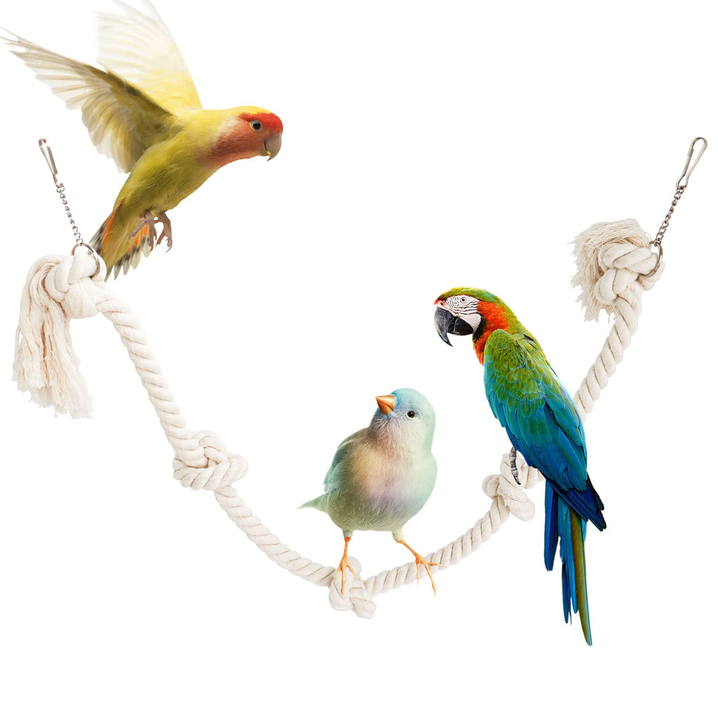 78.7 Inches Birds Cotton Climbing Rope Toy, Lengthen and Bold Bird Ladder Bridge, Bird Swing Rope Toys, Pet Bird Cage Accessories, Bird Rope Toy for Parakeets Cockatiels Macaw, African Grey Parrot - BeesActive Australia