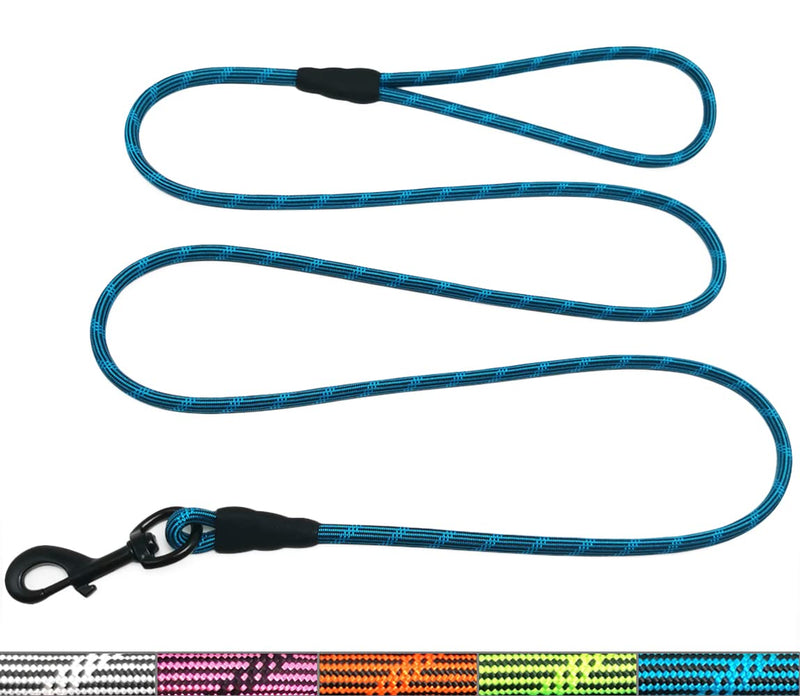 WYuZe 1/5", 1/3" Rope Dog Leash 6 Foot, Lightweight Durable Dog Walking Leash with Rotating Metal Clip, Multi-Color Pet Leash for Small Medium Dogs, Cats, Small Animals Blue 1/5'' x 6 FT - BeesActive Australia