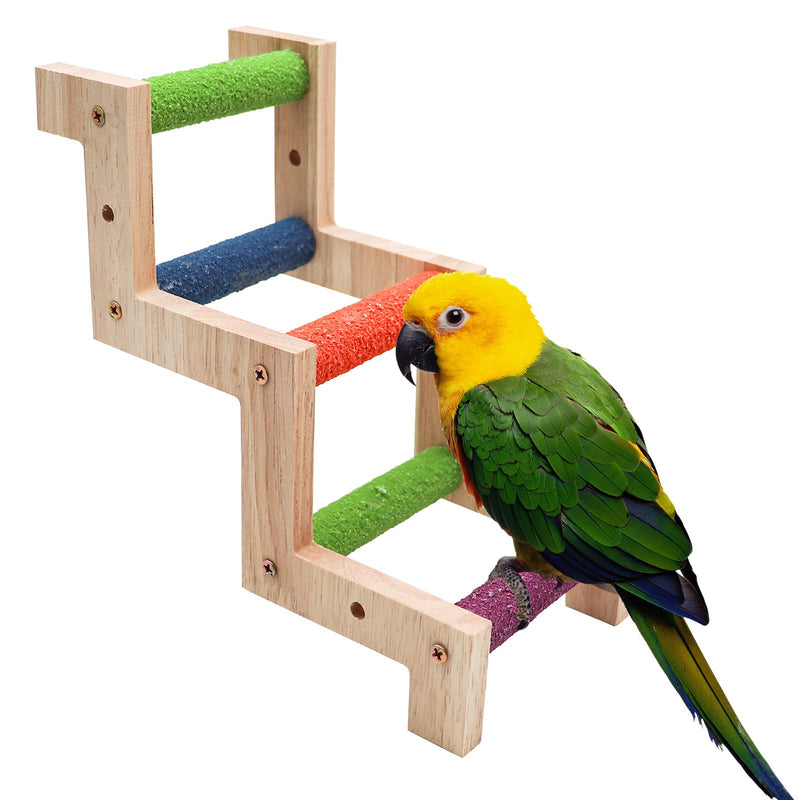 Bird Ladder Bridge, Wooden Pet Parrot Hamster Climbing Ladder Toys, Pet Bird Cage Accessories, Wood Climbing Ladder Perch for Bird Parrot Hamster Squirrel Sugar Gliders Parakeets Cockatiels Z Shape - BeesActive Australia