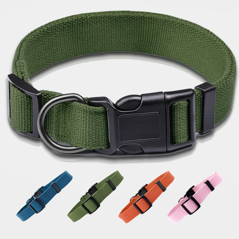 Pawhuggies Soft Natural Bamboo Fabric Dog Collar, Adjustable Pet Collar with Quick Release Buckle, Durable Breathable and Fade Resistant, 4 Colors, for Small Medium Large Dogs Green L 1"W 18"-20"L - BeesActive Australia