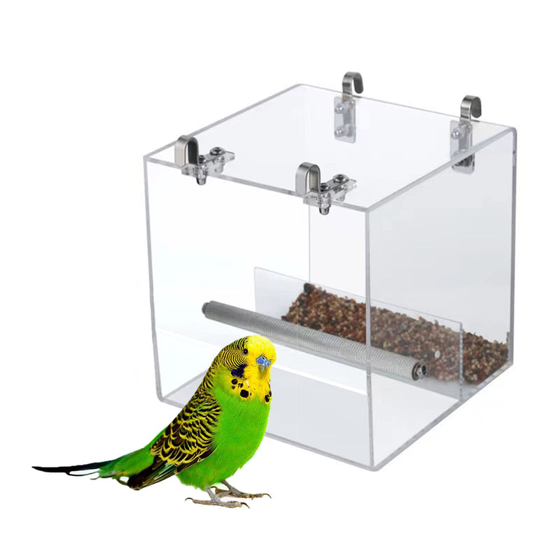 Bird Feeder Seed Catcher Tray Cage, Transparent Bird Feeder No Mess Bird Cage with Stainless Steel Hooks for Small Bird Canary Parakeet Budgerigar Parrots Crested Myna Cockatiel Lovebird (Small) - BeesActive Australia