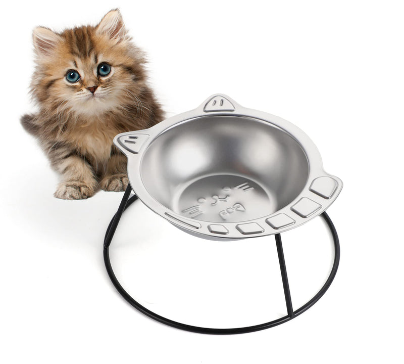 Nicelock Raised Cat Bowl Stainless Steel Small Cat Bowl Elevated Metal Cat Dish Kitten Bowl 12 floz - BeesActive Australia