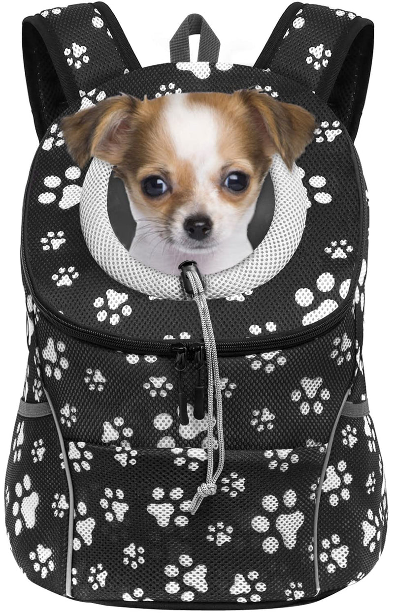 Dog Backpack Carrier for Small Dogs Cats Rabbits Cute Mesh Paws Puppy Front Carrier Backpack Breathable Head Out Design with Reflective Safe Pet Carrier Backpack for Travel Outdoor Hiking Medium - BeesActive Australia