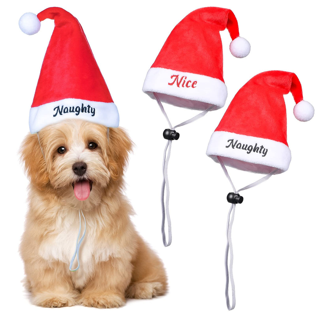 2 Pieces Dog Santa Hat Cute Cat Christmas Hats Adjustable PET Costumes for Christmas Cats Dogs Pets Outfit Supplies (2 Pcs) - BeesActive Australia