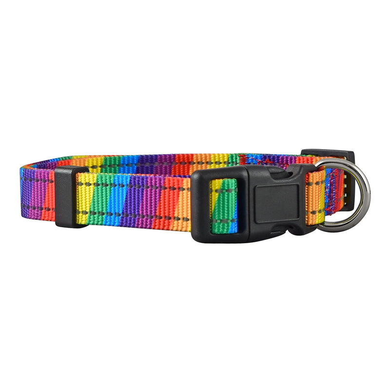 Native Pup Reflective Glow Dog Collar for Night Safety, Cute Collars for Girl or Boy Puppy, Pink Flower, Rainbow Leopard Small - BeesActive Australia