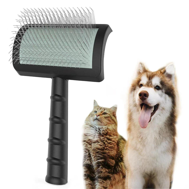 TinyPoint Large Slicker Brush for Dogs,Cats,Extra Long Pin Shedding Brush for Long Haired Dog,Cat, Pet Grooming Wire Brush for Thick Undercoat Curly Hair,25mm(1"),Black Black - BeesActive Australia