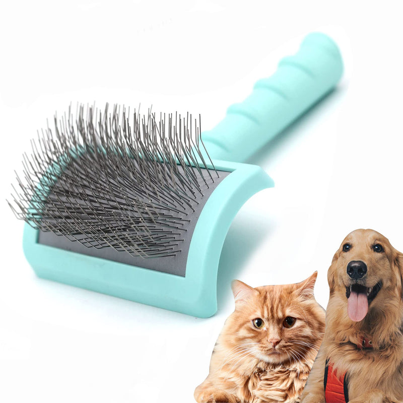 TinyPoint Large Slicker Brush for Dogs,Cats,Extra Long Pin Shedding Brush for Long Haired Dog,Cat, Pet Grooming Wire Brush for Thick Undercoat Curly Hair,25mm(1"),Green Green - BeesActive Australia