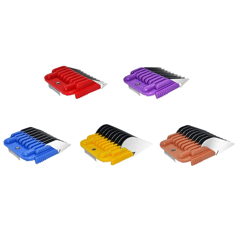 Professional Animal Stainless Steel 9 Color Guide Comb Set for Detachable Blade Pet, Dog, Cat, and Horse Clippers,Compatible with Andis, Oster A5, Wahl KM Series Clipper 5 PACK(3mm-16mm) - BeesActive Australia