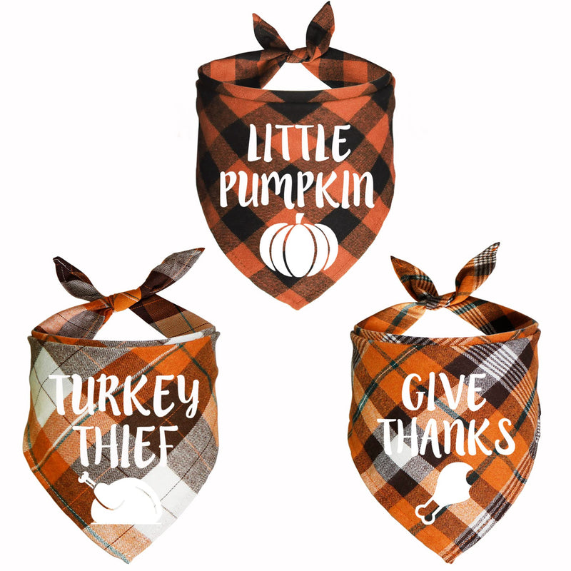 JOTFA 3 Pack Thanksgiving Day Dog Bandanas, Holiday Fall Plaid Dog Puppy Bandana Scarf Costume for Small Medium Large Dogs Pets Multiple Thanksgiving - BeesActive Australia