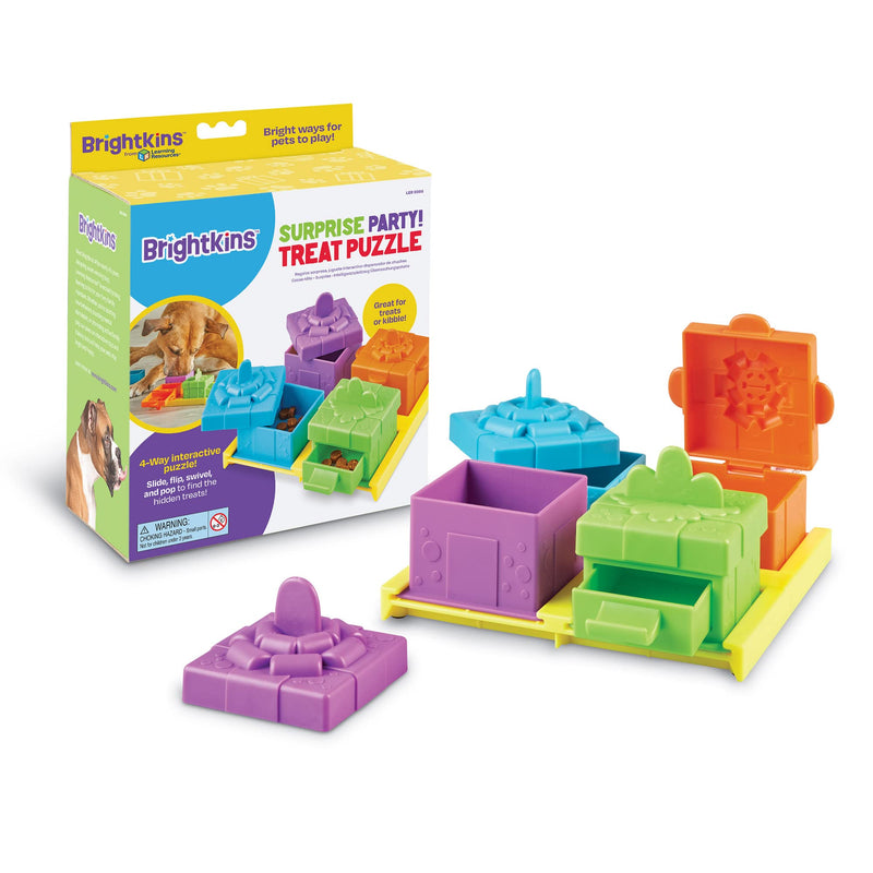 Brightkins Surprise Party Treat Puzzle - 4way Interactive Puzzle, Puzzles for Dogs, Toys for Dog Stimulation, Dog Treat Puzzles, Multicolor - BeesActive Australia