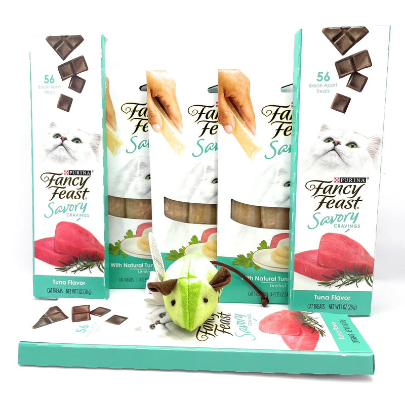 Fancy Feast Savory Cat Food Tuna Treats Flavor Bundle Includes (3) Each: Savory Cravings Tuna Treats (1 oz), Puree Naturals Tuna in a Demi-Glace (1.4 oz) & Catnip Toy - BeesActive Australia