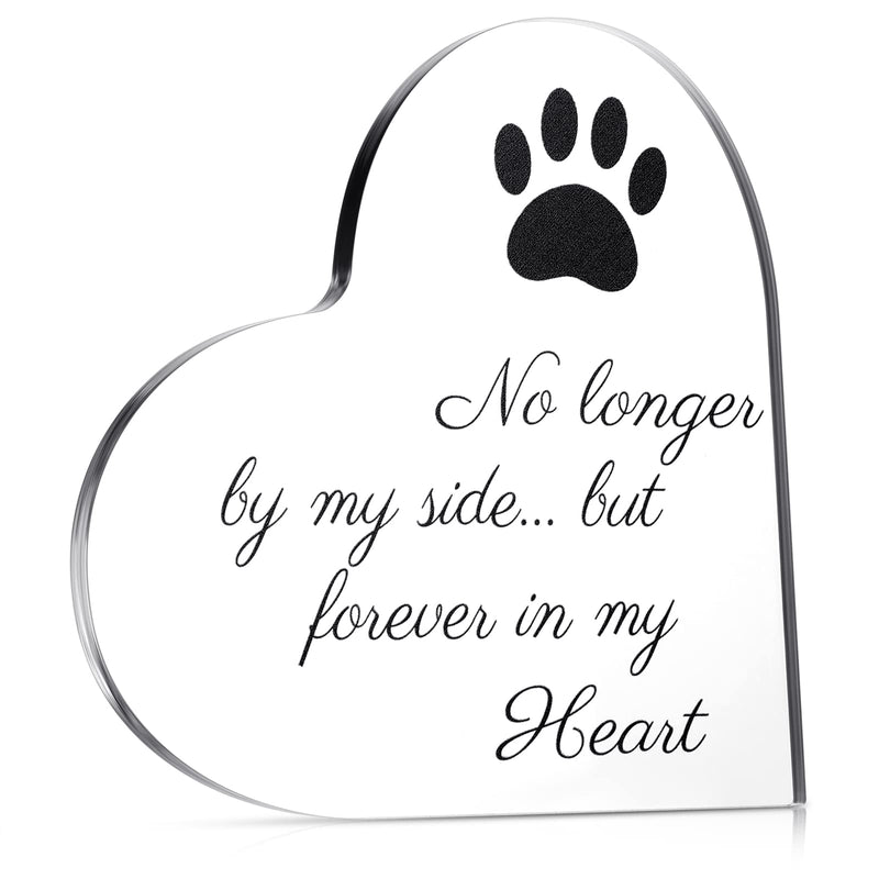 6 x 6 Inch Pet Memorial Gift, Heart Shaped Loss of Dog Sympathy Gift Remembrance, Acrylic Memorial Bereavement Keepsake with Paw Footprint and Sympathy Poem for Loss of Pet, Indoor Decoration - BeesActive Australia