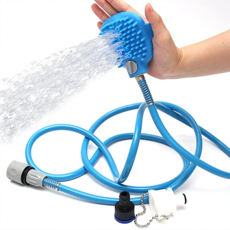 Pet Shower Sprayer / Massage Brush Grooming Tool Set 99 inches Blue - BeesActive Australia