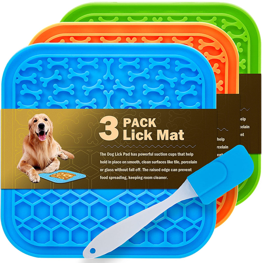 3 Pack Lick Mat for Dogs and Cats, Dog Slow Feeder Dowl Mat for Bathing Grooming Nailing Trimming, Food-Grade, Non-Toxic - BeesActive Australia