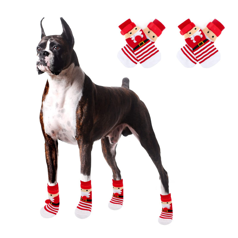 Rypet 2 Pairs Christmas Dog Socks Non Slip Dog Grip Socks with Adjustable Straps Traction Control for Indoor & Hardwood Floor, Pet Paw Protector for Small Medium Large Dogs L (2 Pairs) - BeesActive Australia