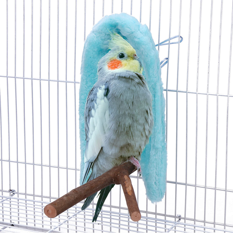 Filhome Comfort Corner Fleece Bird Blanket Parrot Cage Snuggle Hut Warm Bird Nest House Bed Hanging Hammock Toy for Parakeet Cockatiel Pigeon Small Animals Shelter Plush Bedding Medium Blue - BeesActive Australia