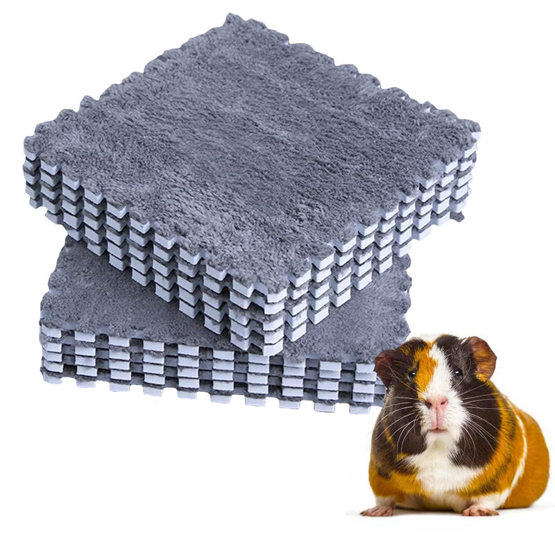 Guinea Pigs Soft Mats, Hamster Fleece Cage Liners, Small Animals Bedding Mats, Winter Warm Mat for Bunny, Rat, Washable Reusable, 10 Piece, 11'' x 11''Grey - BeesActive Australia