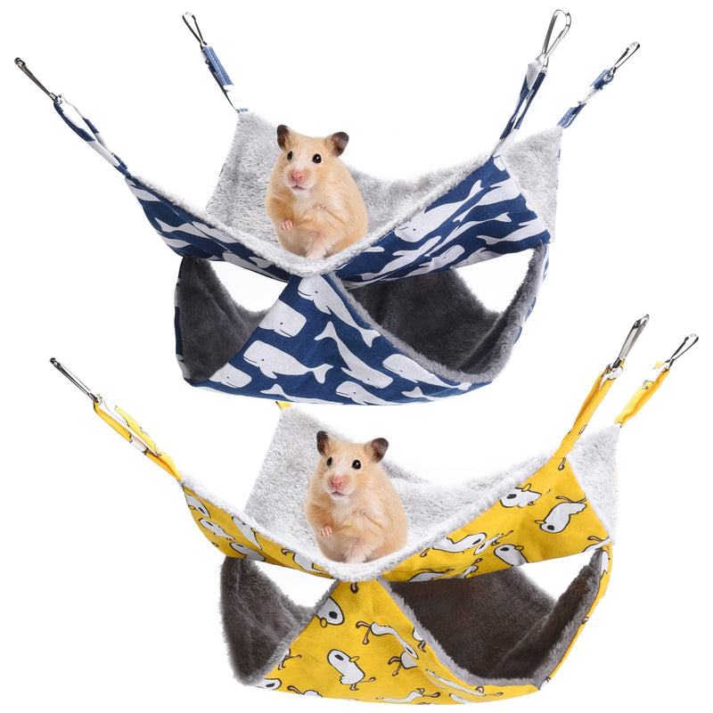 XINRUI 2 Pack Ferret Rat Hammock, Guinea Pig Cage Accessories,13.7x13.7 Inches,Pet Cage Hanging Bunkbed Hammock for Small Animals,GuineaPig,Ferret,Kitten,Squirrel,Chinchilla,Rat,Parrot - BeesActive Australia