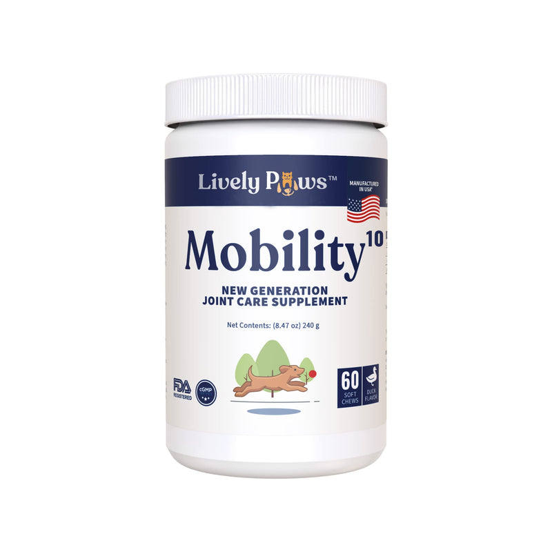 Lively Paws™ Mobility 10 Hip & Joint Care Supplement for Dogs- Soft Chews with Glucosamine, MSM, Green-Lipped Mussel, Manganese, Chondroitin & Vitamin C - BeesActive Australia