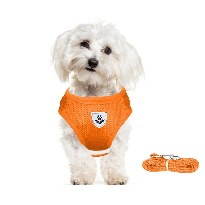 meioro No Pull Dog Harness,Reflective Adjustable Puppy Vest Harnesses with Leash Soft Padded Mesh,Lightweight Escape Proof Pet Harnesses for Small Medium Dog Cat Orange - BeesActive Australia