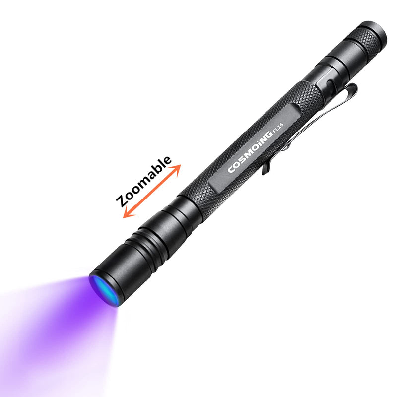 UV Flashlight, LED 395nm Ultraviolet Flashlight, Zoomable Pen Blacklight Flashlight IP54 Waterproof Detector for Pet Urine, Cat Dog Stains, Bed Bug, Household Wardrobe Toilet - BeesActive Australia