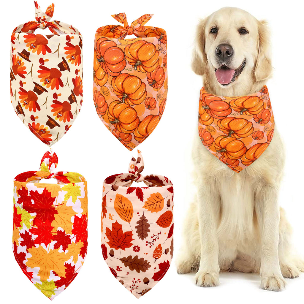 Dog Bandanas 4 Pcs, Thanksgiving Dog Bandana, Adjustable Holiday Dog Bandanas for Small Medium Large Dogs Pets - BeesActive Australia