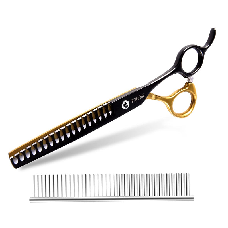 FOGOSP Dog Thinning Shears for Grooming Black and Gold Two-Color Chunking Scissors 6.5" Pet Quick Chunker Texturizing Shears for Home Right Handed(Black&Gold,Chunker) Chunker Thinning - BeesActive Australia